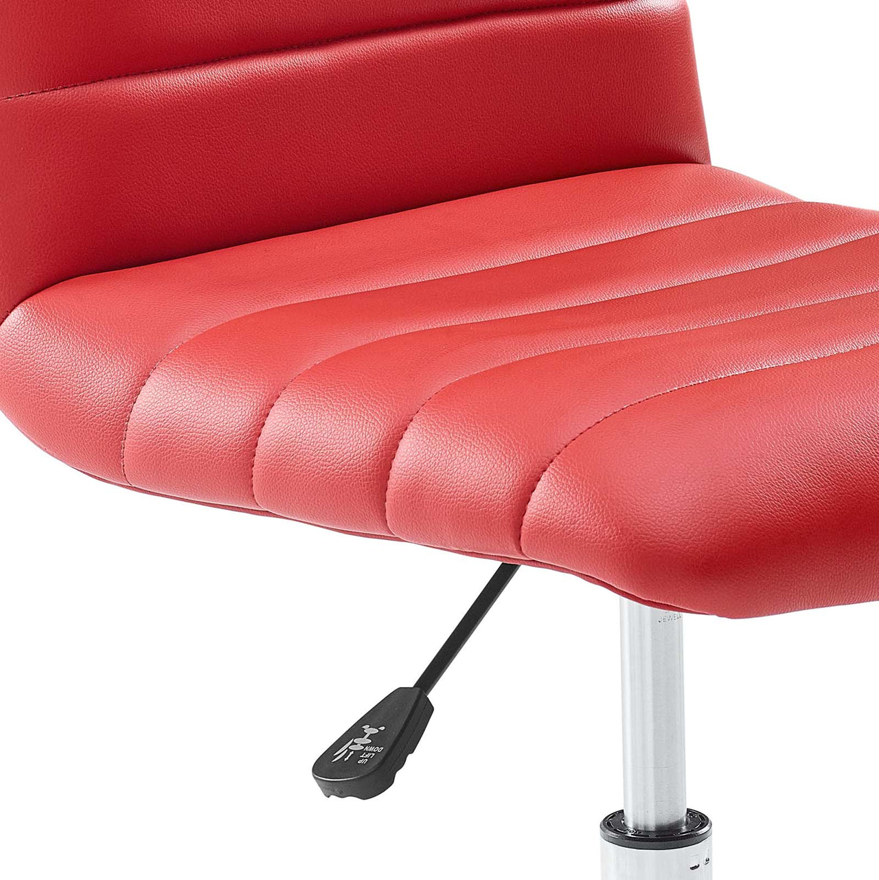 Ripple Armless Mid Back Vinyl Office Chair, Red