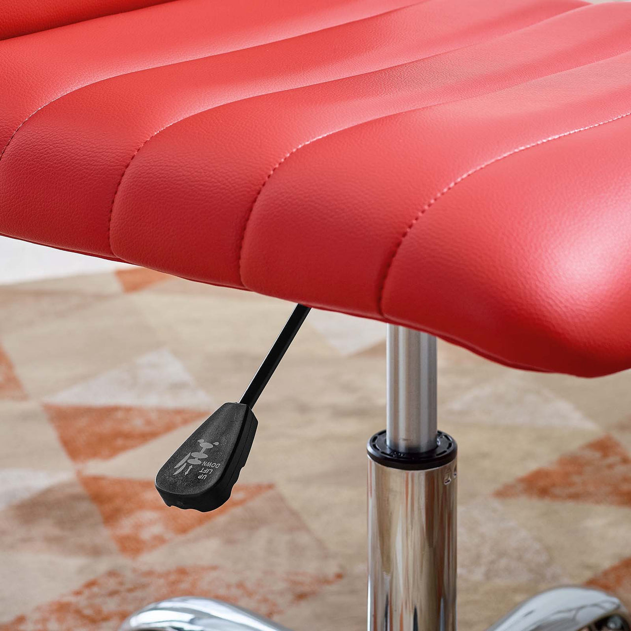 Ripple Armless Mid Back Vinyl Office Chair, Red