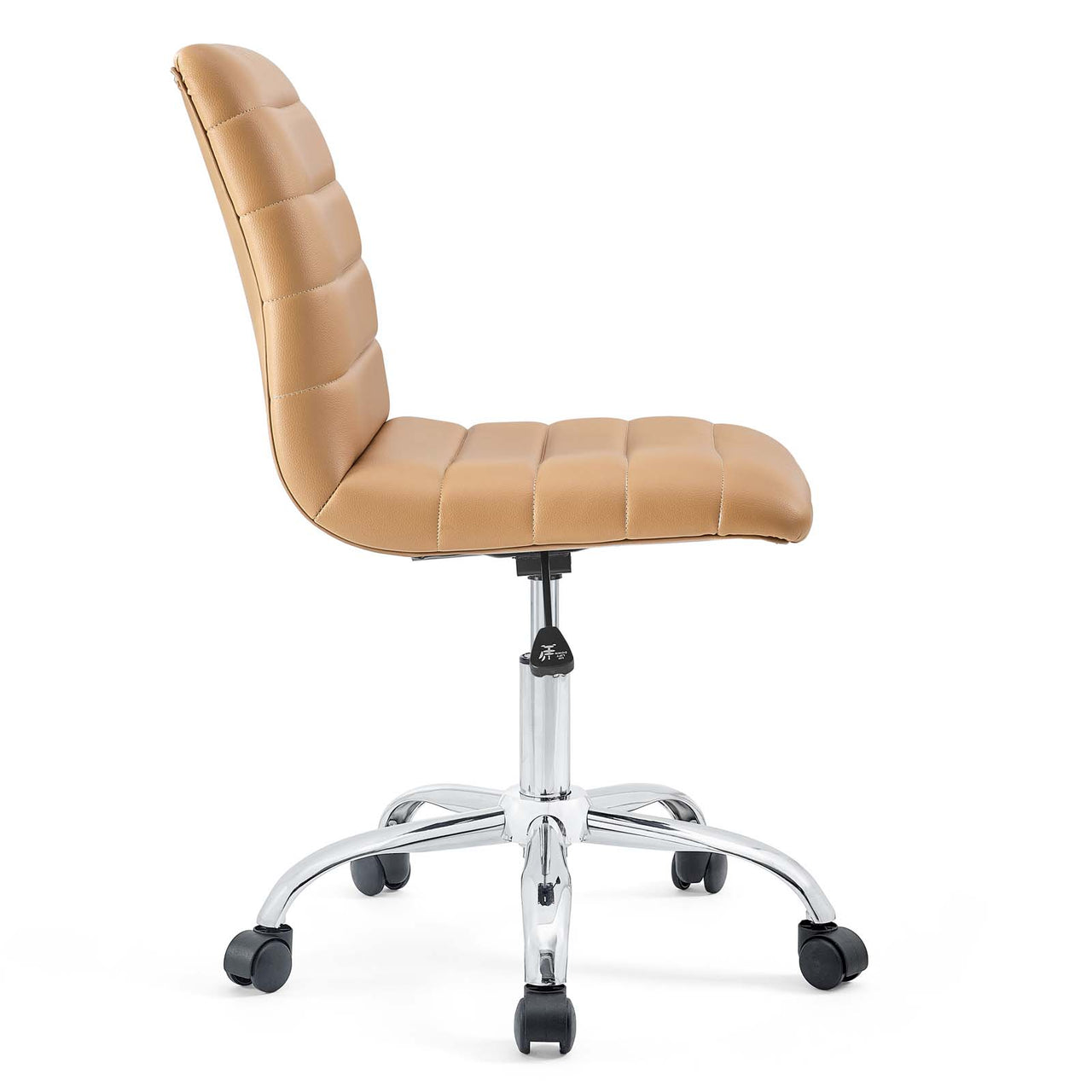 Ripple Armless Mid Back Vinyl Office Chair, Tan