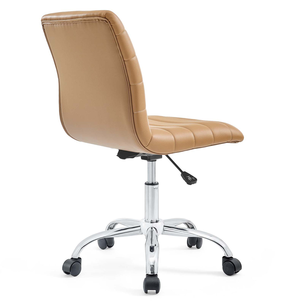 Ripple Armless Mid Back Vinyl Office Chair, Tan