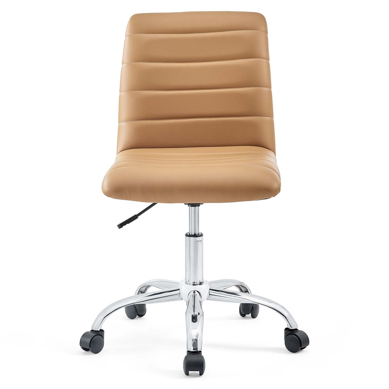 Ripple Armless Mid Back Vinyl Office Chair, Tan