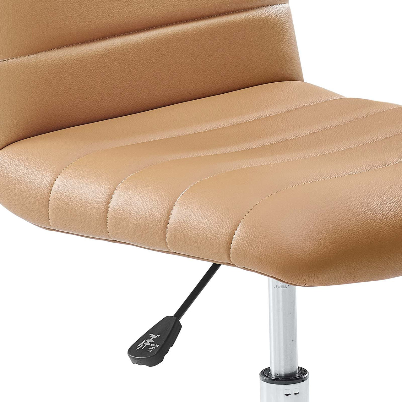 Ripple Armless Mid Back Vinyl Office Chair, Tan
