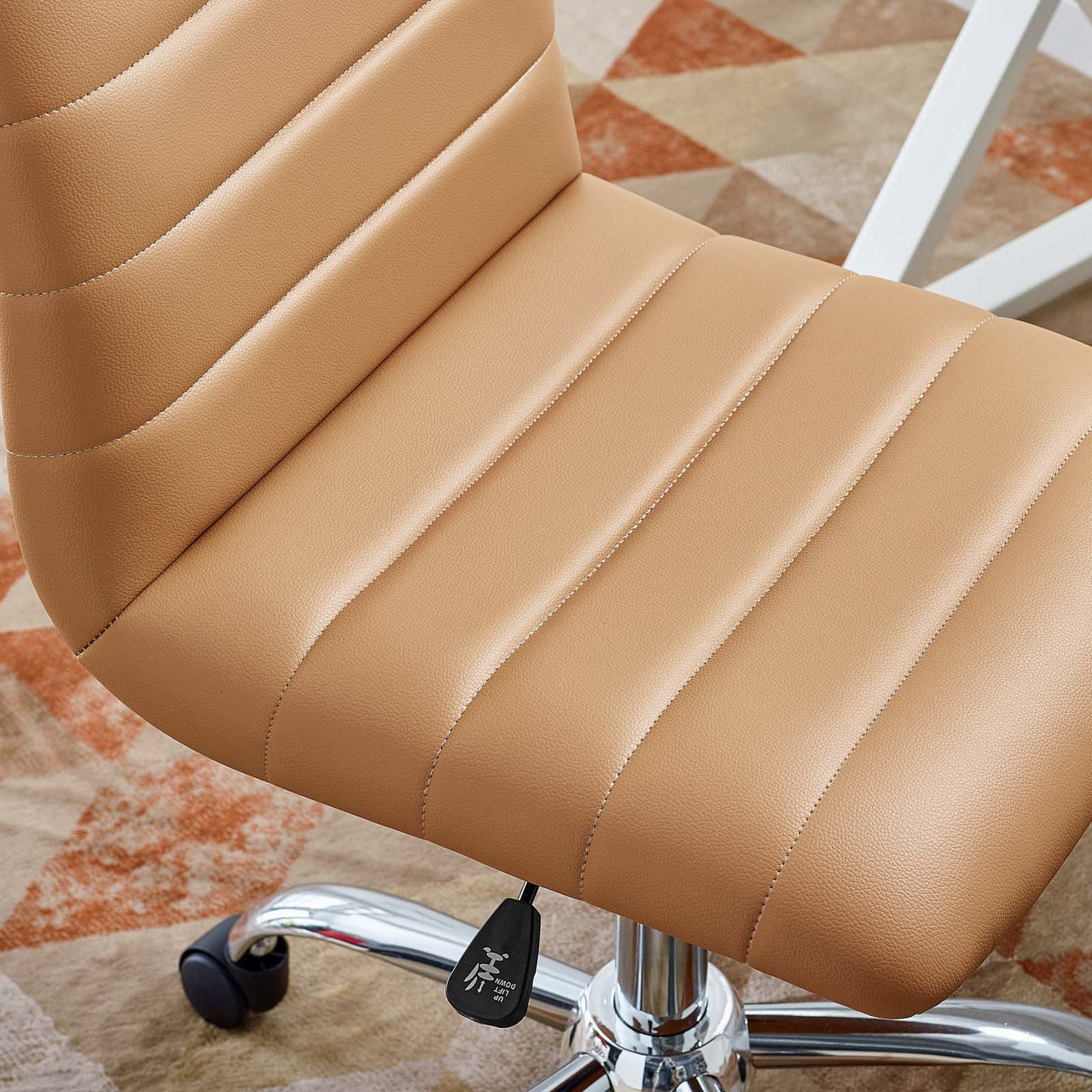 Ripple Armless Mid Back Vinyl Office Chair, Tan