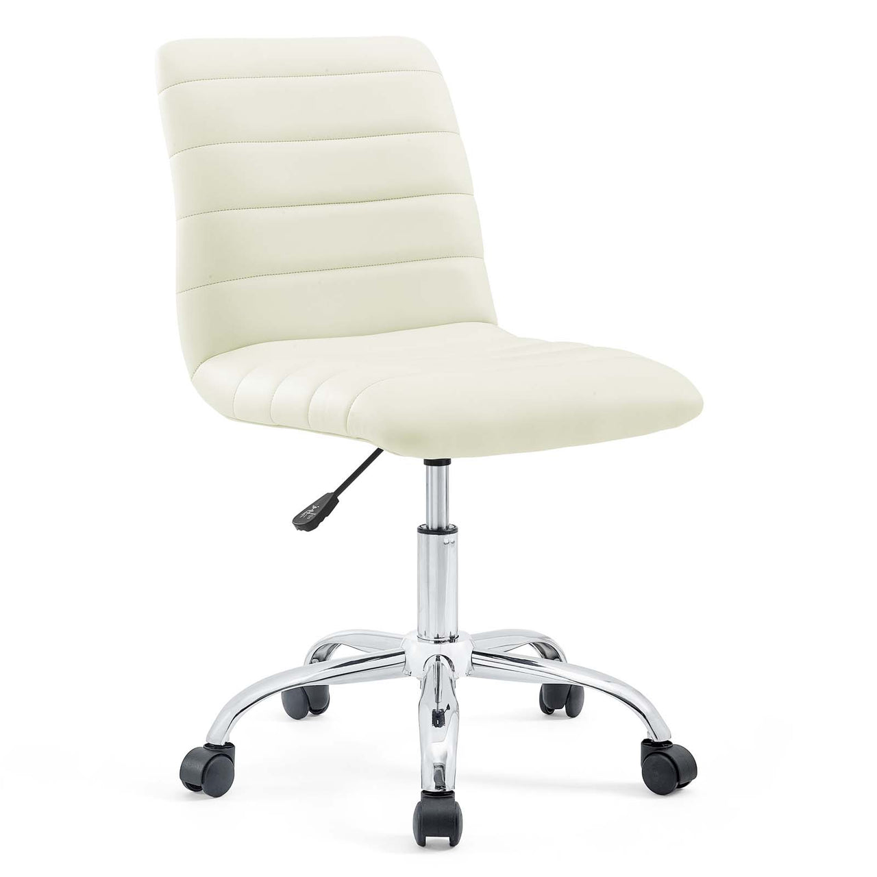 Drift Armless Mid Back Eco-Leather Office Chair, White