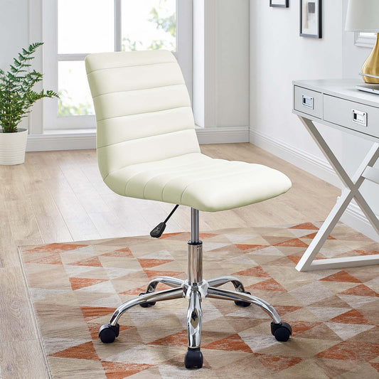 Drift Armless Mid Back Eco-Leather Office Chair, White