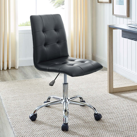 Quartz Armless Mid Back Office Chair, Black