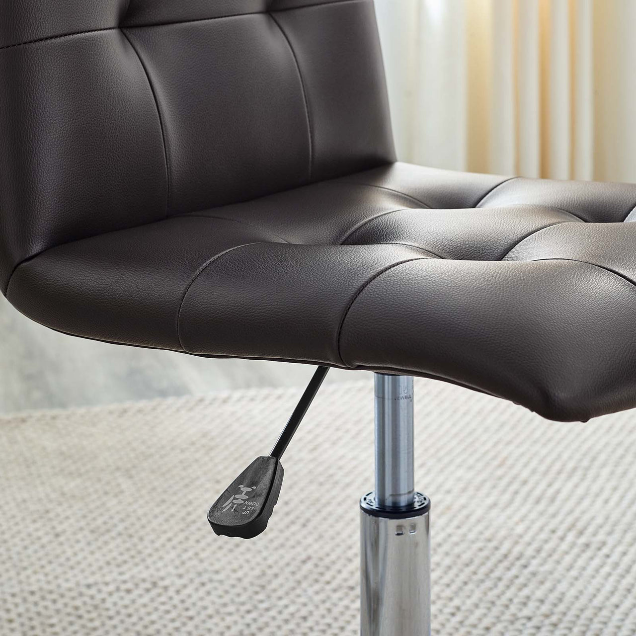 Quartz Armless Mid Back Office Chair, Brown