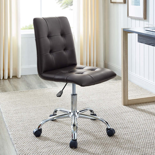 Quartz Armless Mid Back Office Chair, Brown