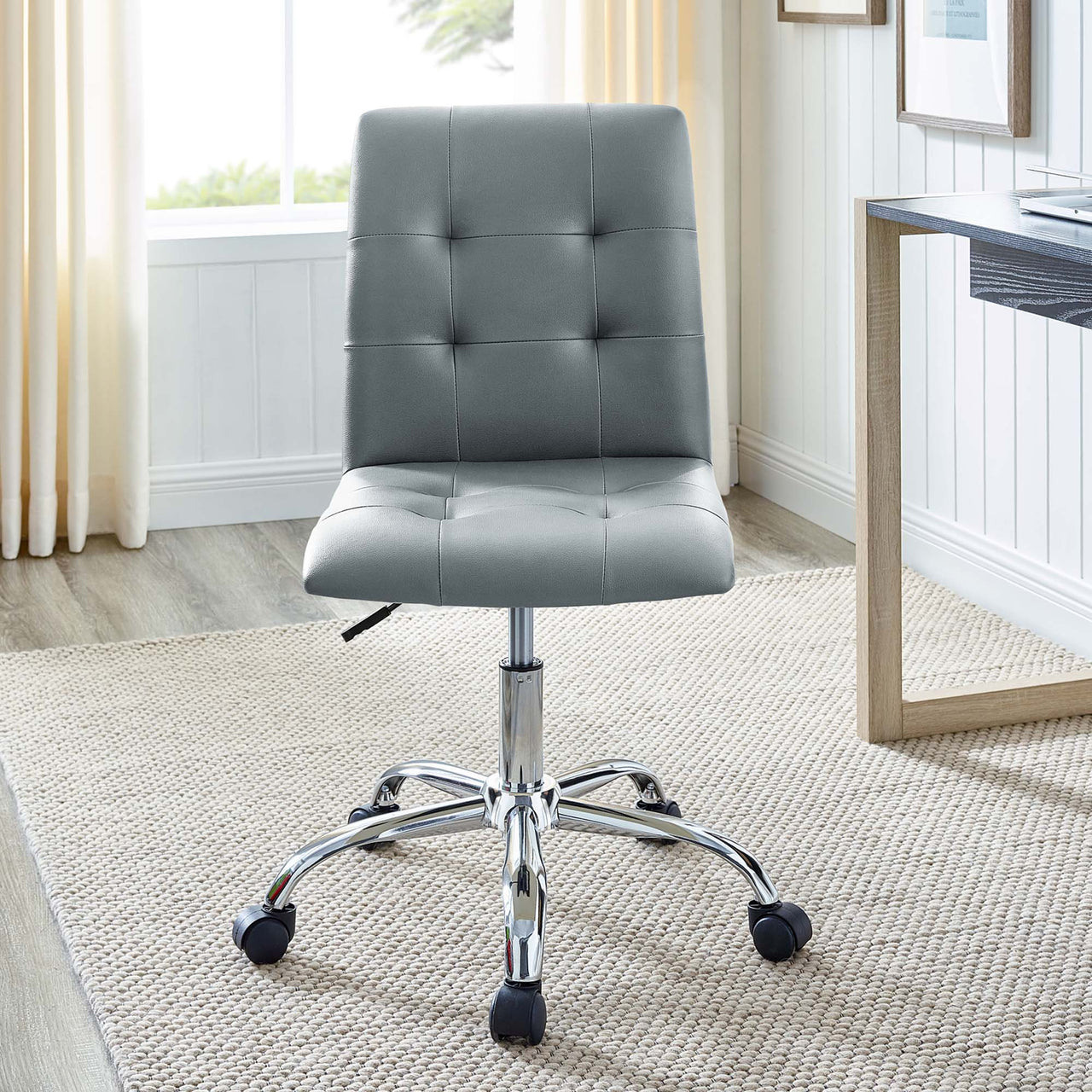 Quartz Armless Mid Back Office Chair, Gray