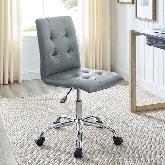 Quartz Armless Mid Back Office Chair, Gray