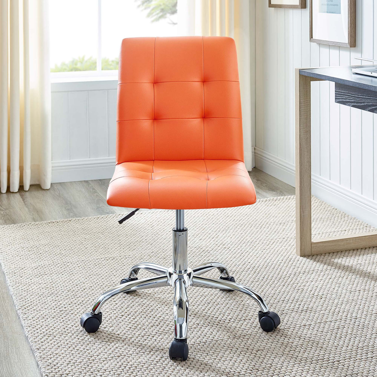 Quartz Armless Mid Back Office Chair, Orange