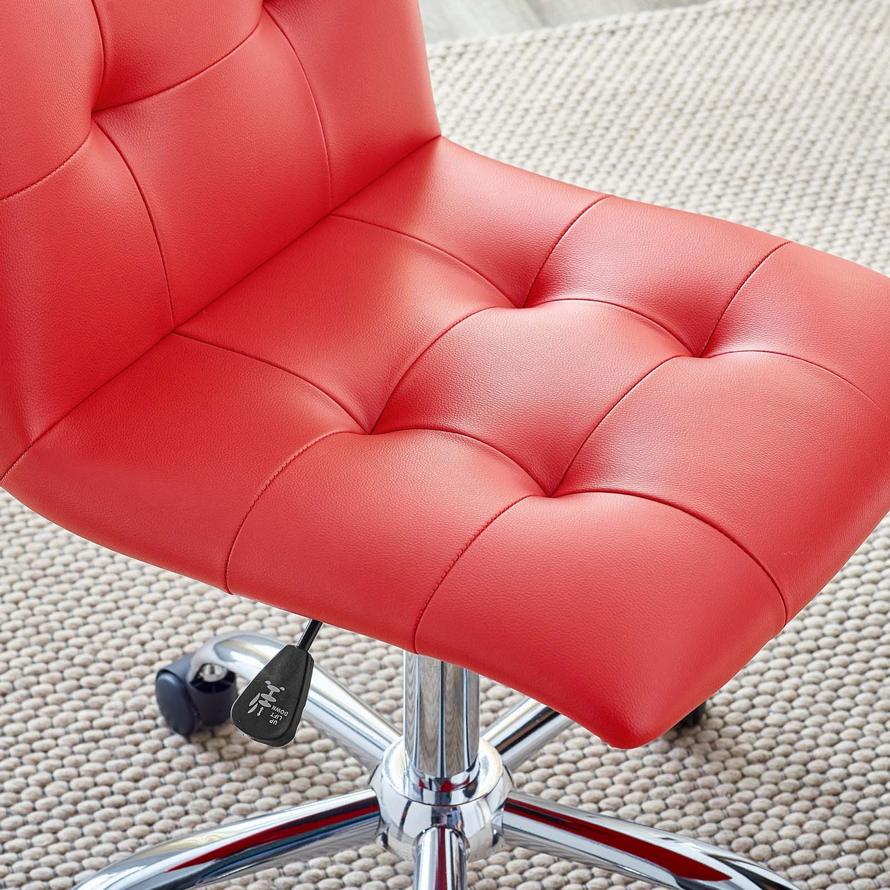 Prim Armless Mid Back Office Chair, Red