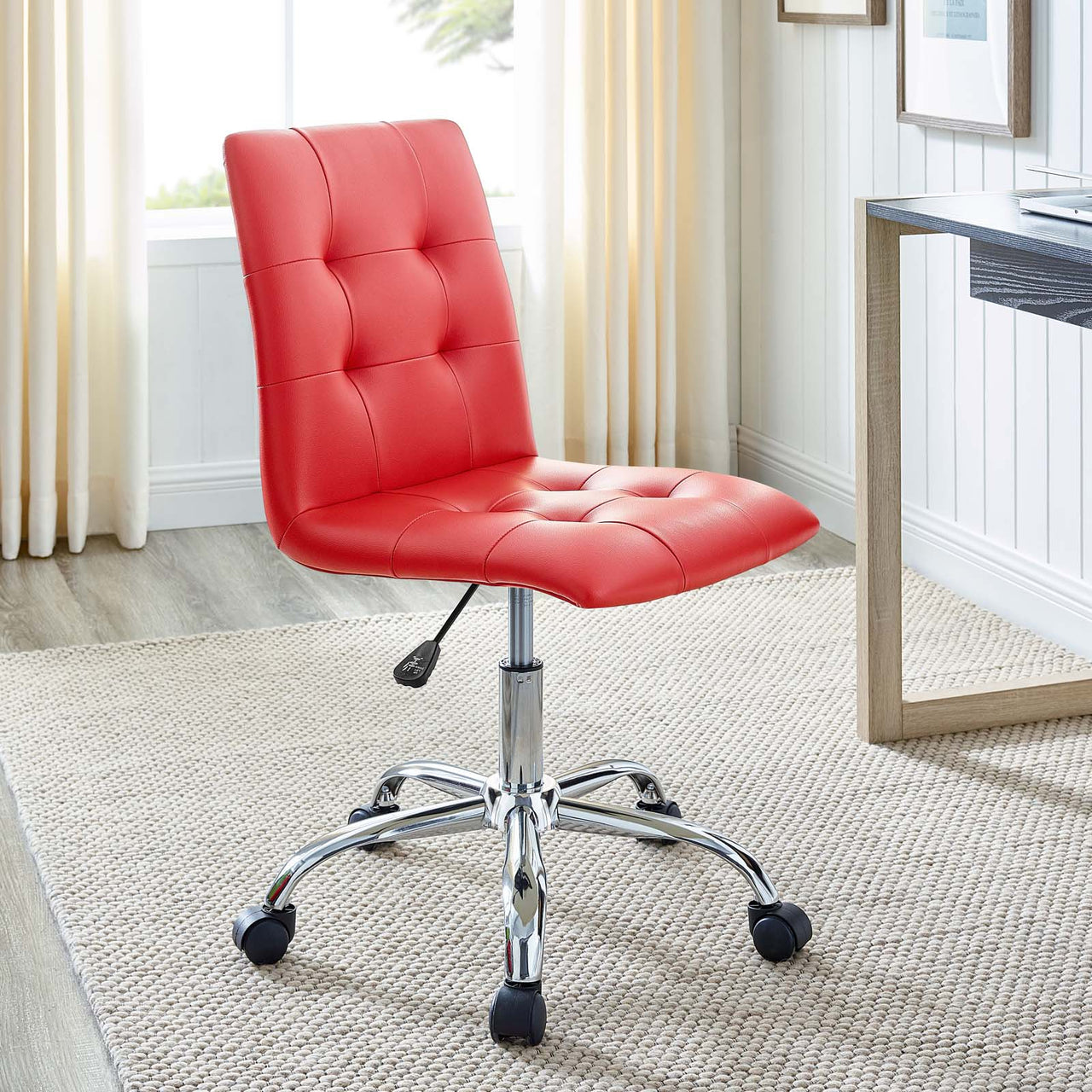 Prim Armless Mid Back Office Chair, Red