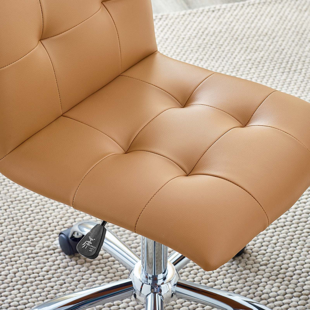 Prim Armless Mid Back Office Chair, Tan
