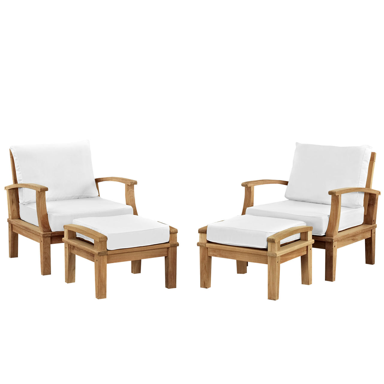 Shorehaven 4-Piece Alfresco Lounging Set, Natural Wood & White
