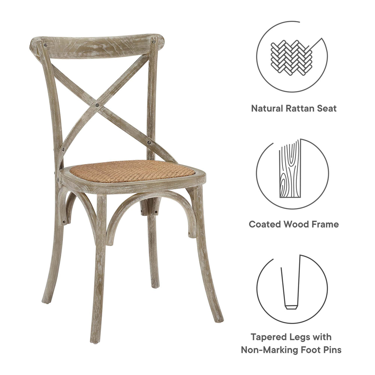 Countryside-Chic Dining Chair, Gray
