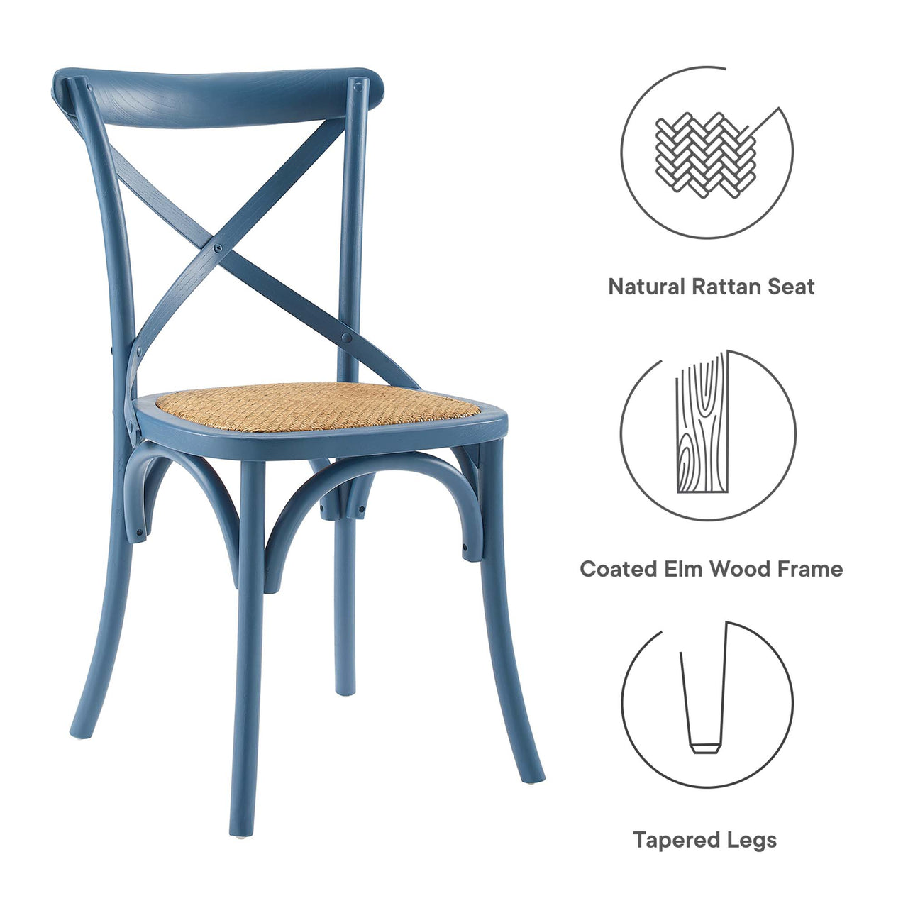 Countryside-Chic Dining Chair, Blue
