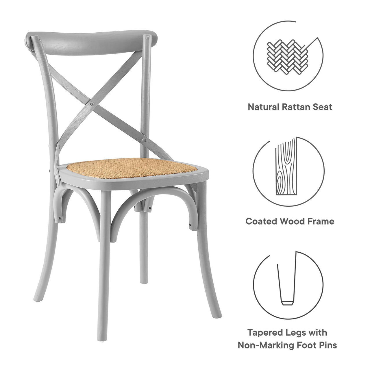 Countryside-Chic Dining Chair, Light Gray