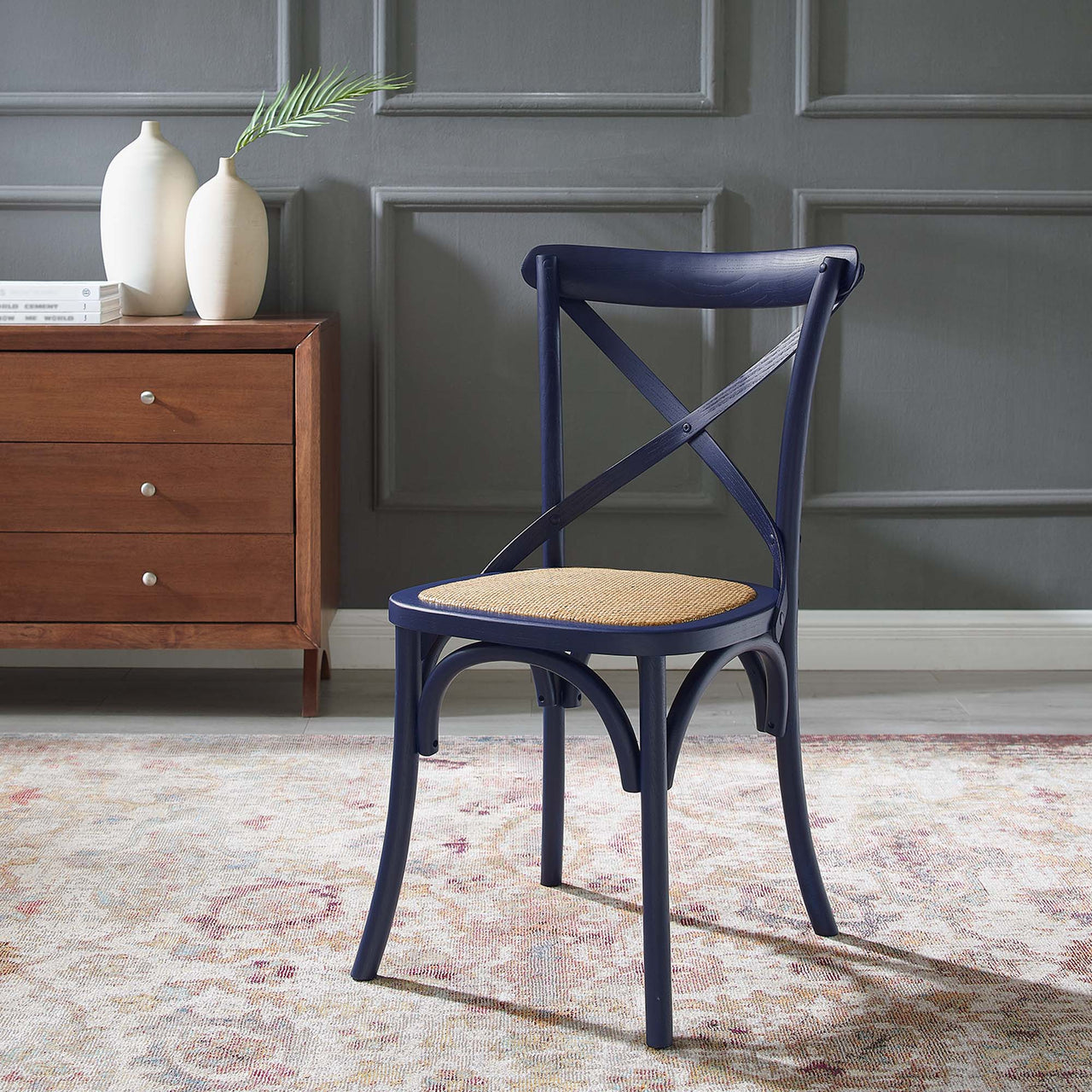 Countryside-Chic Dining Chair, Dark Blue