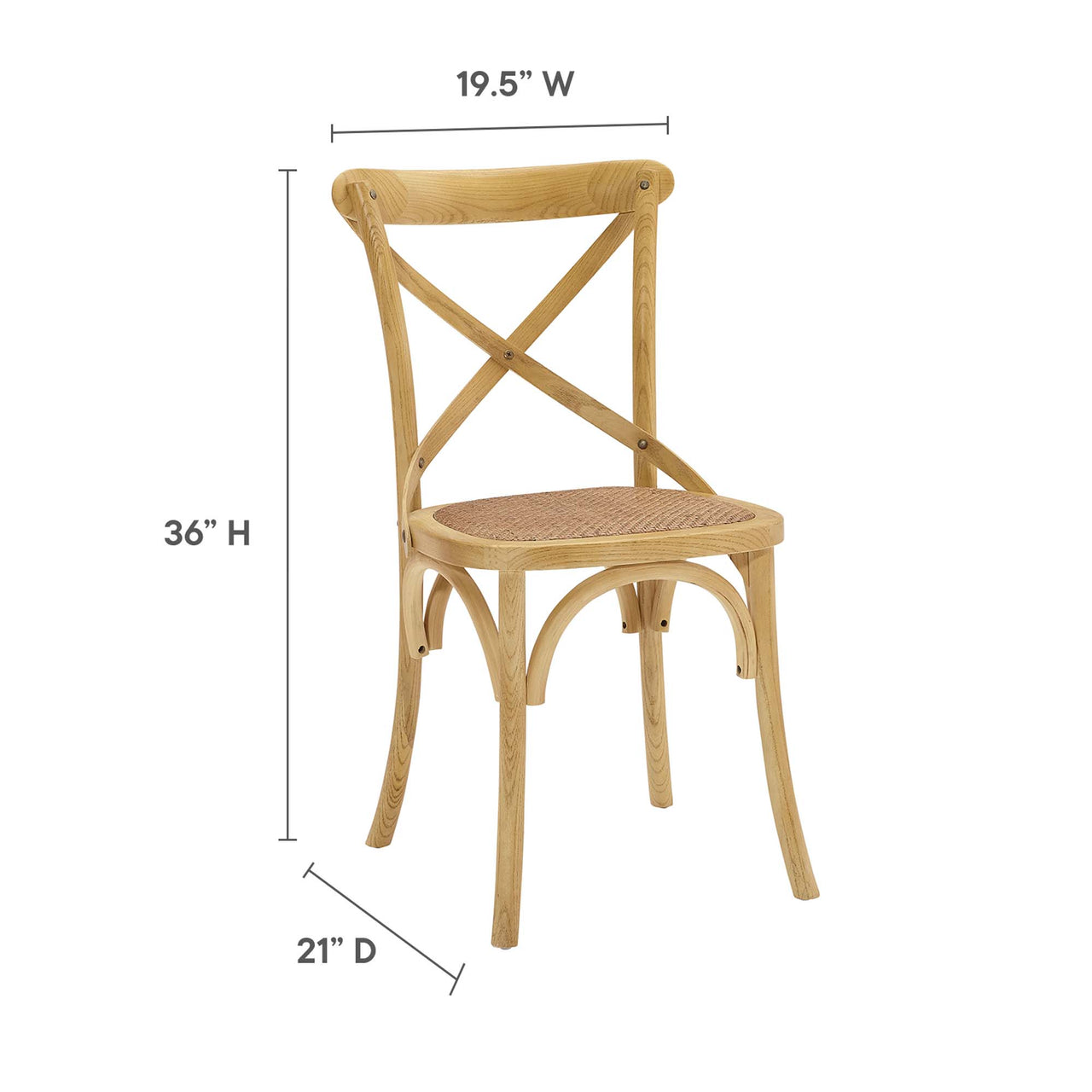 Countryside-Chic Dining Chair, Natural Wood