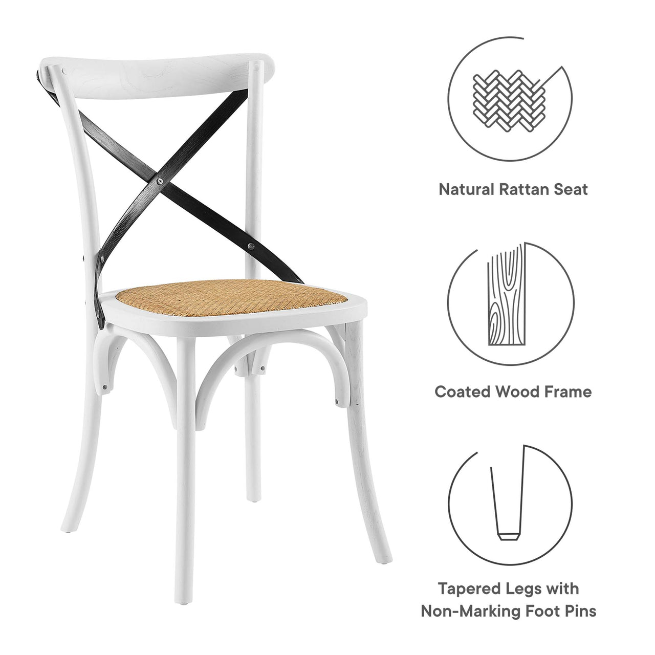 Countryside-Chic Dining Chair, White & Black