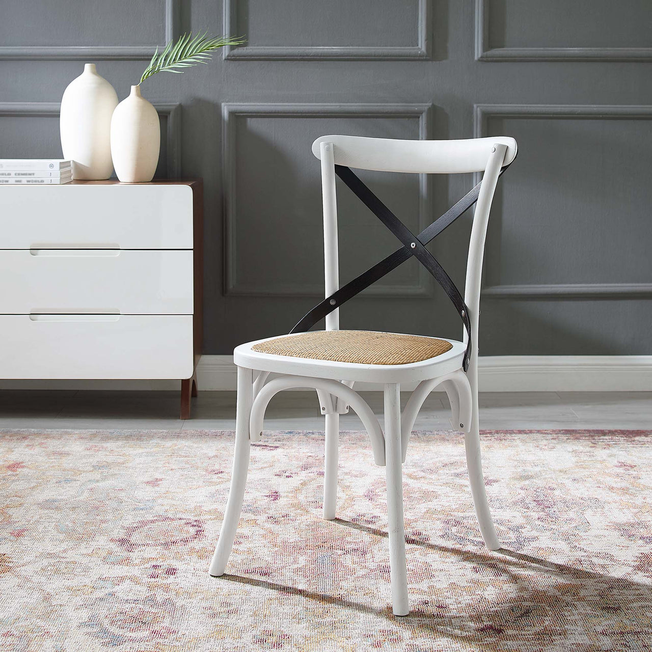 Countryside-Chic Dining Chair, White & Black