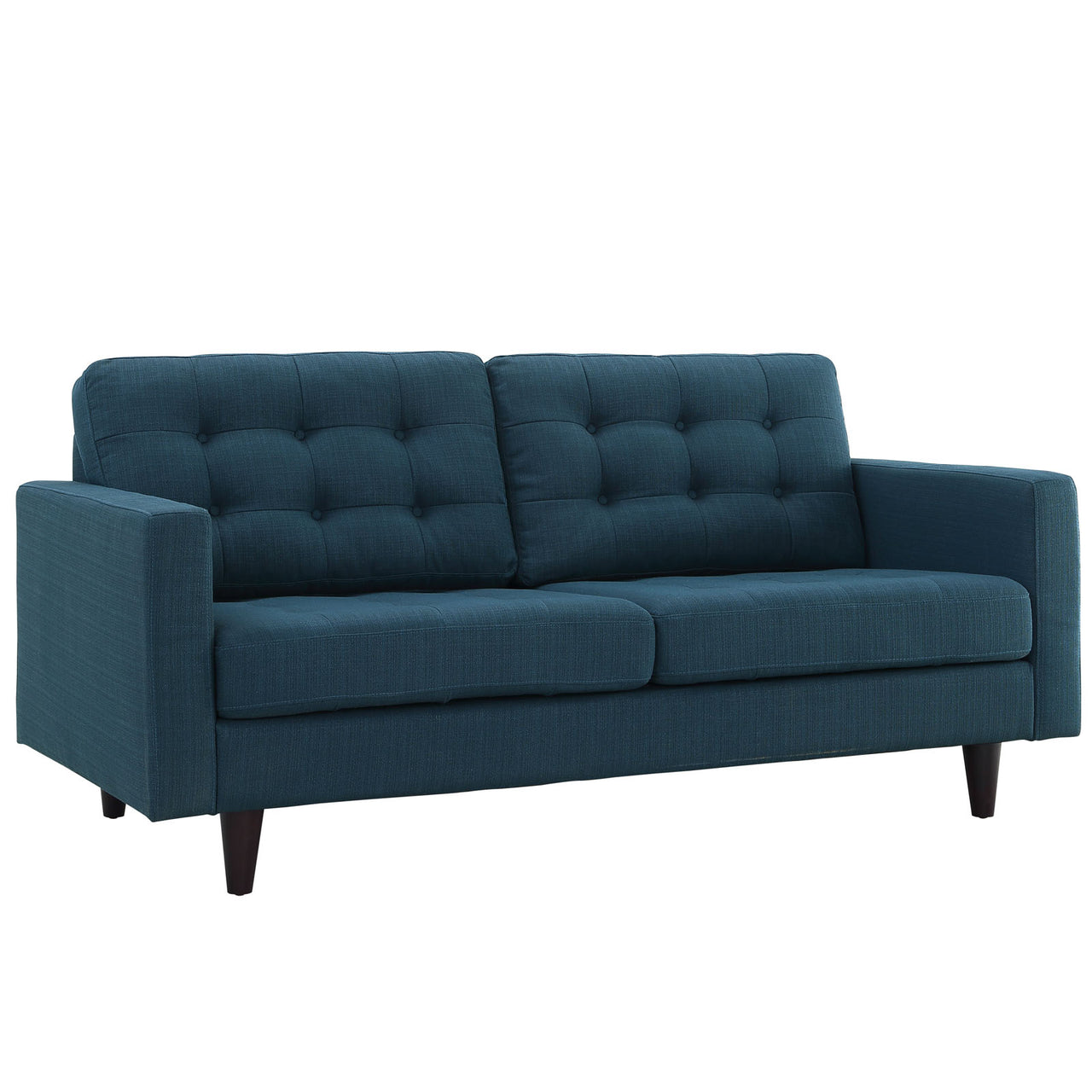 Empress Upholstered Fabric Loveseat, Azure