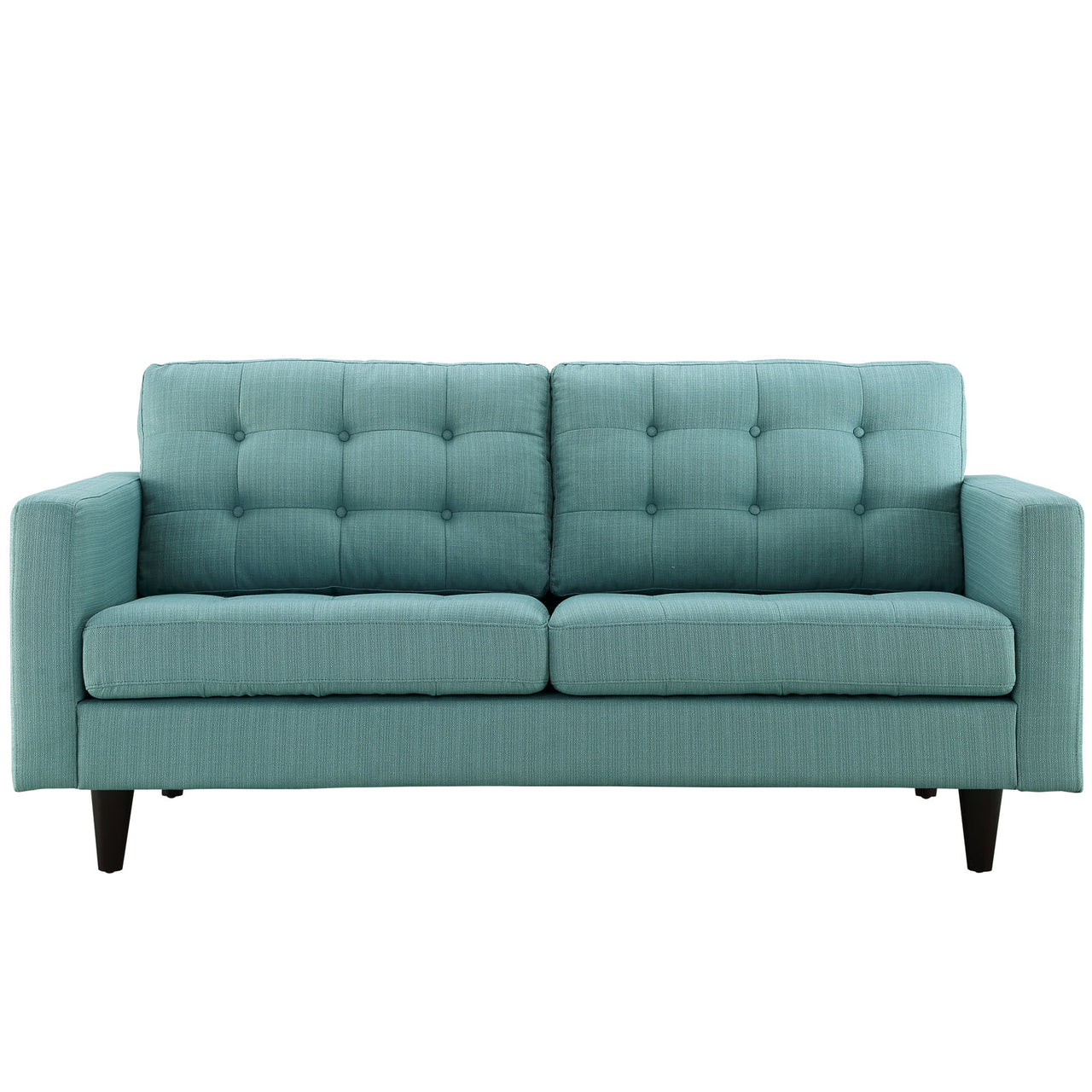 Dynasty Textured Fabric Loveseat, Aqua Green