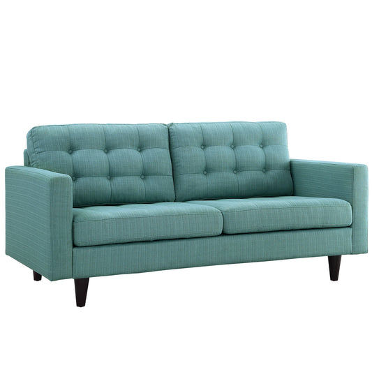 Dynasty Textured Fabric Loveseat, Aqua Green