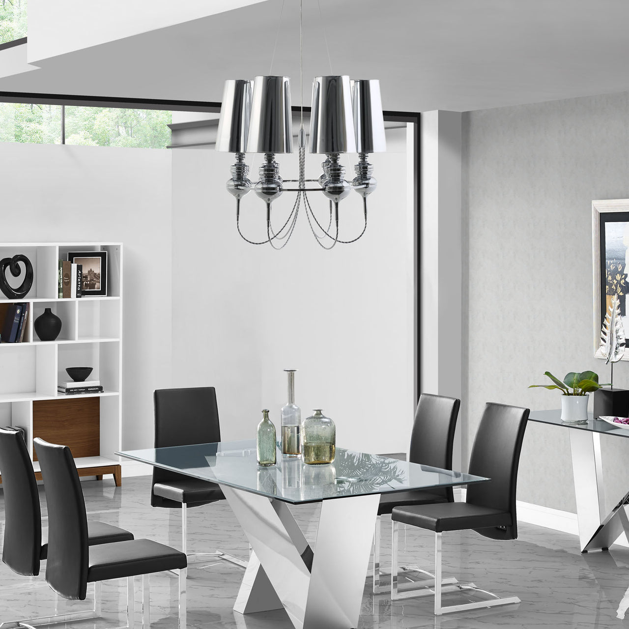 Tapestry Stainless Steel Chandelier, Silver