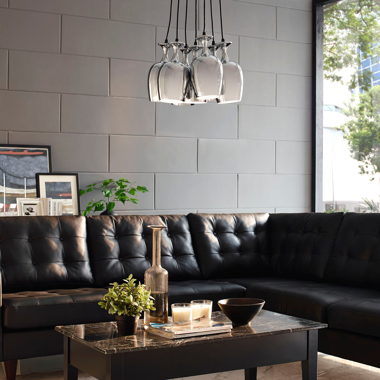 Overflow Metal Chandelier, Silver