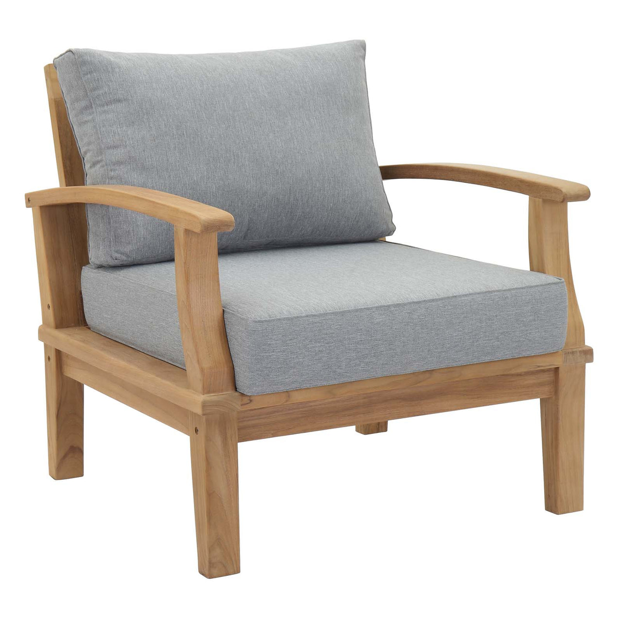 Marina 6 Piece Outdoor Patio Teak Set, Natural Wood & Gray