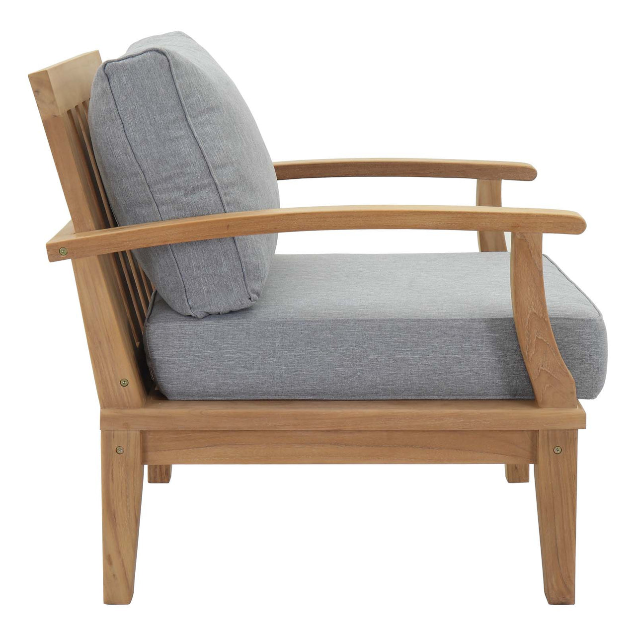 Marina 6 Piece Outdoor Patio Teak Set, Natural Wood & Gray