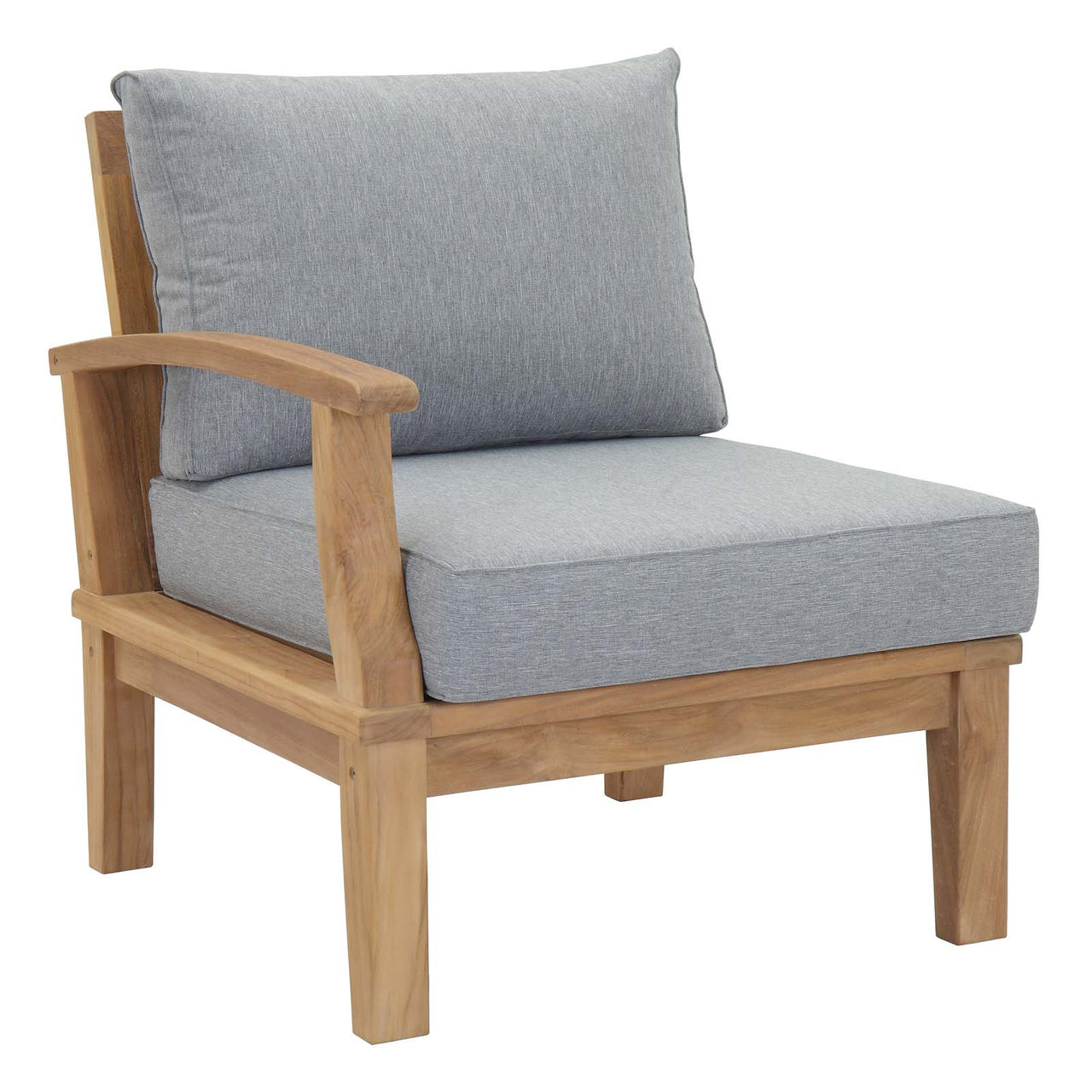 Marina 6 Piece Outdoor Patio Teak Set, Natural Wood & Gray