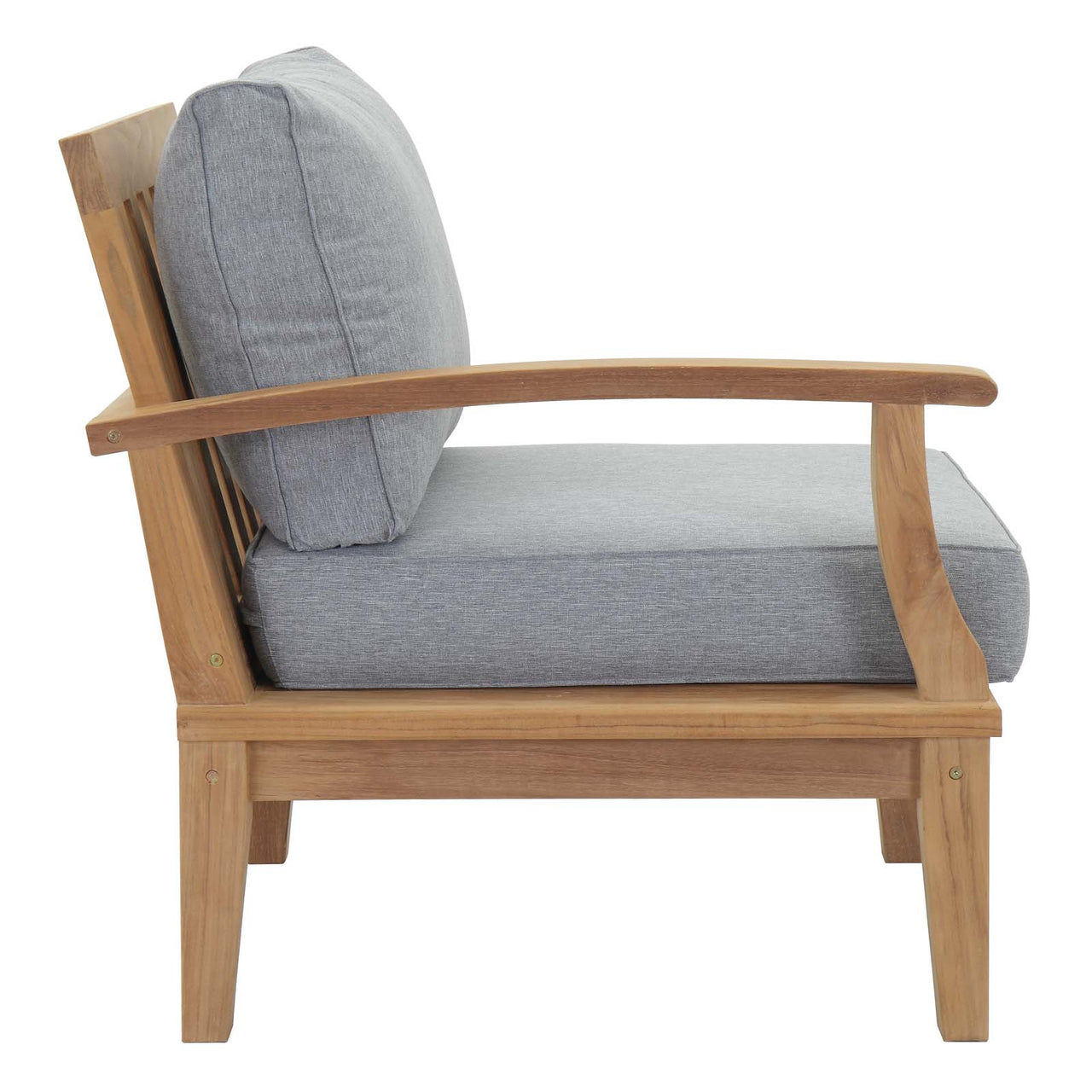 Marina 6 Piece Outdoor Patio Teak Set, Natural Wood & Gray