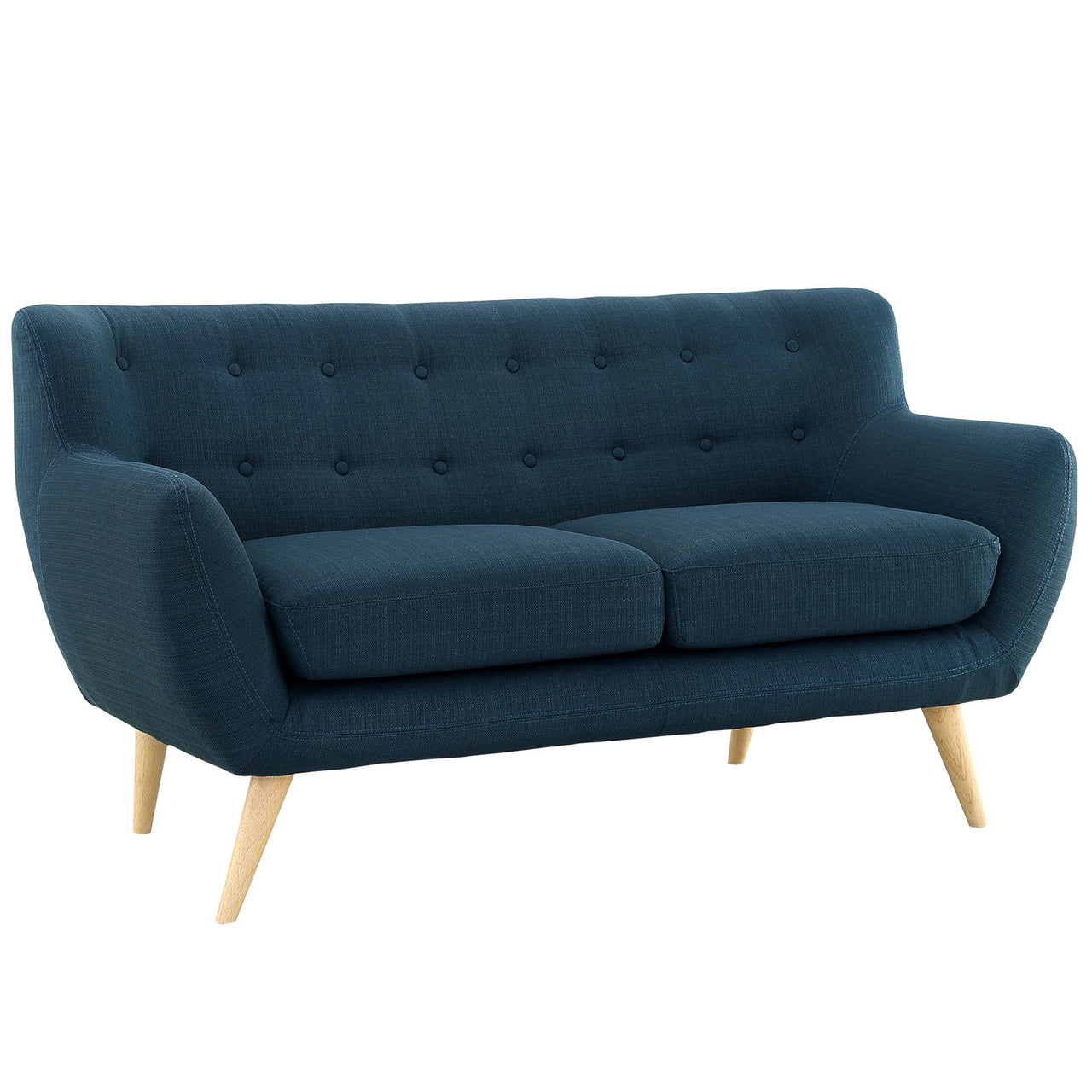 Remark Upholstered Fabric Loveseat, Azure