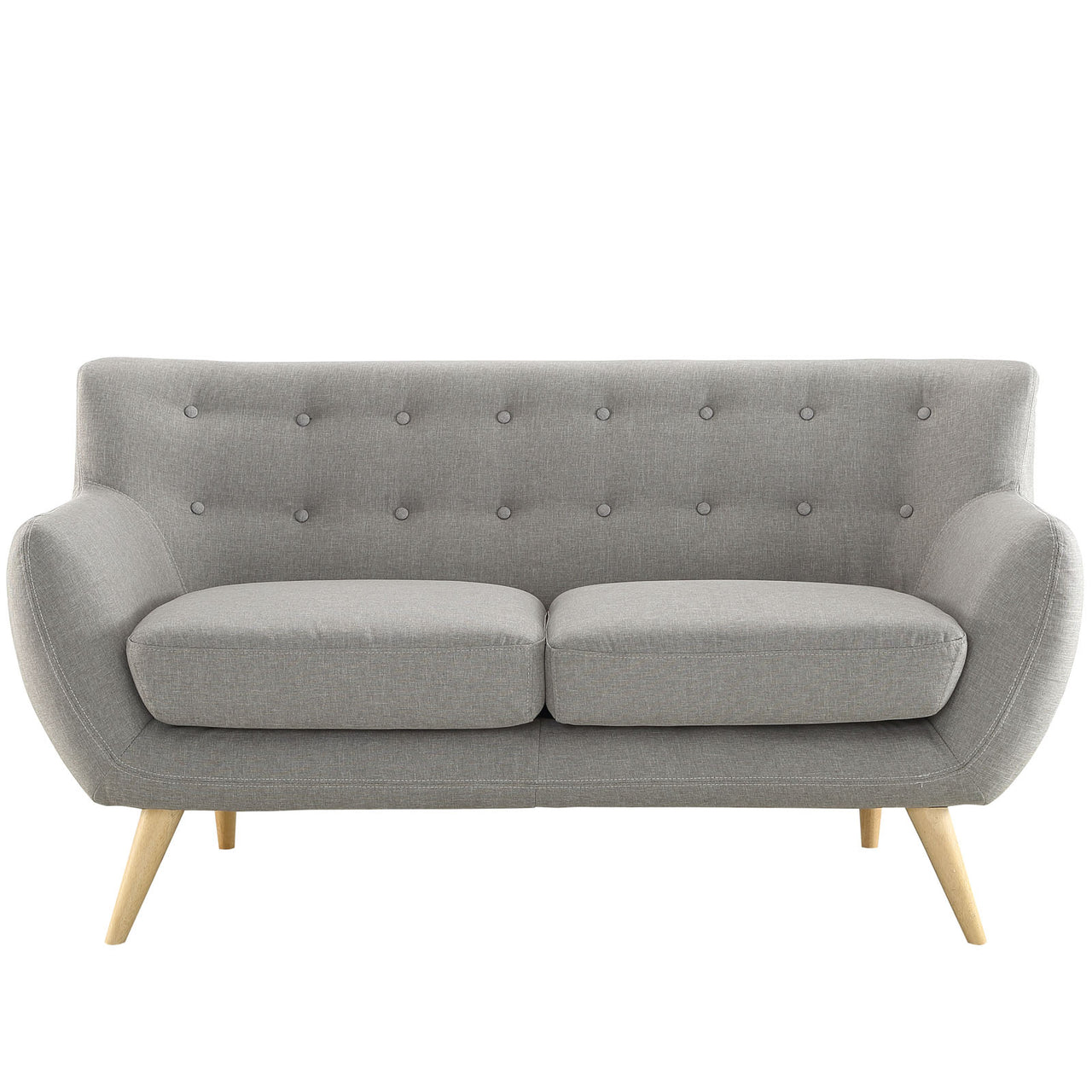 Remark Upholstered Fabric Loveseat, Light Gray