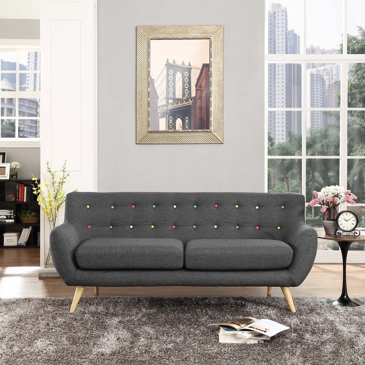 Remark Upholstered Fabric Sofa, Gray