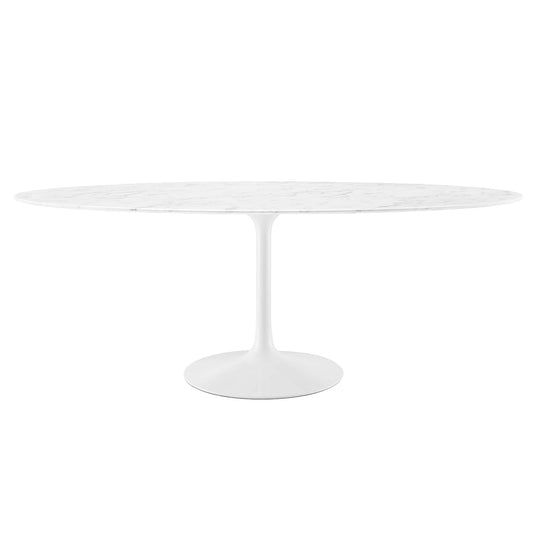 Ensemble Oval Faux Marble Dining Table, Extra Large, White