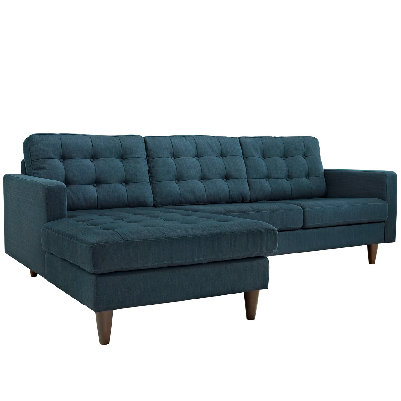 Empress Left-Facing Upholstered Fabric Sectional Sofa, Azure