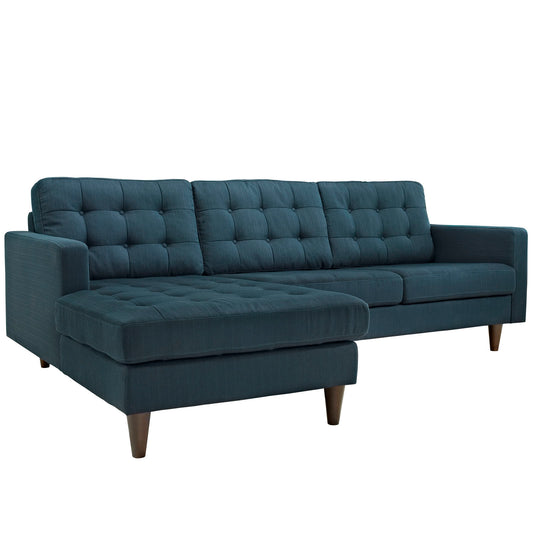 Dynasty Left-Facing Fabric Sectional Sofa, Azure