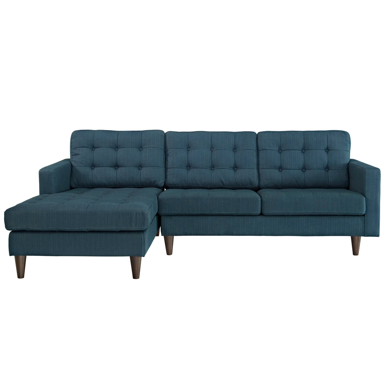 Empress Left-Facing Upholstered Fabric Sectional Sofa, Azure