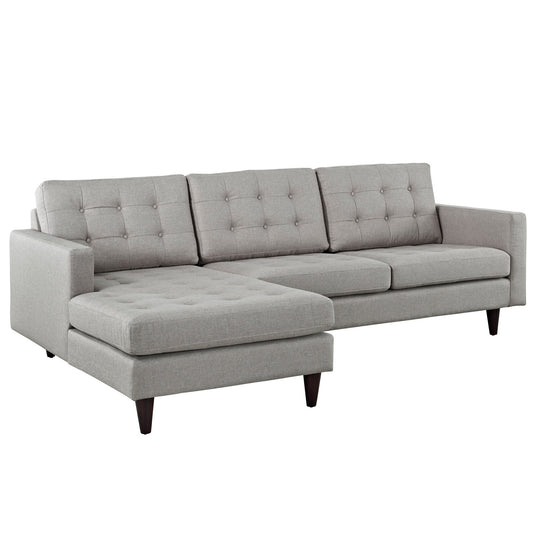 Dynasty Left-Facing Fabric Sectional Sofa, Light Gray