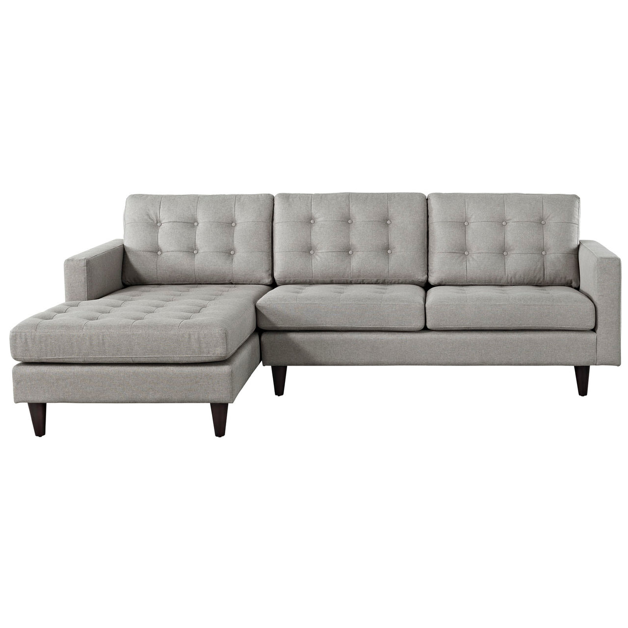Dynasty Left-Facing Fabric Sectional Sofa, Light Gray