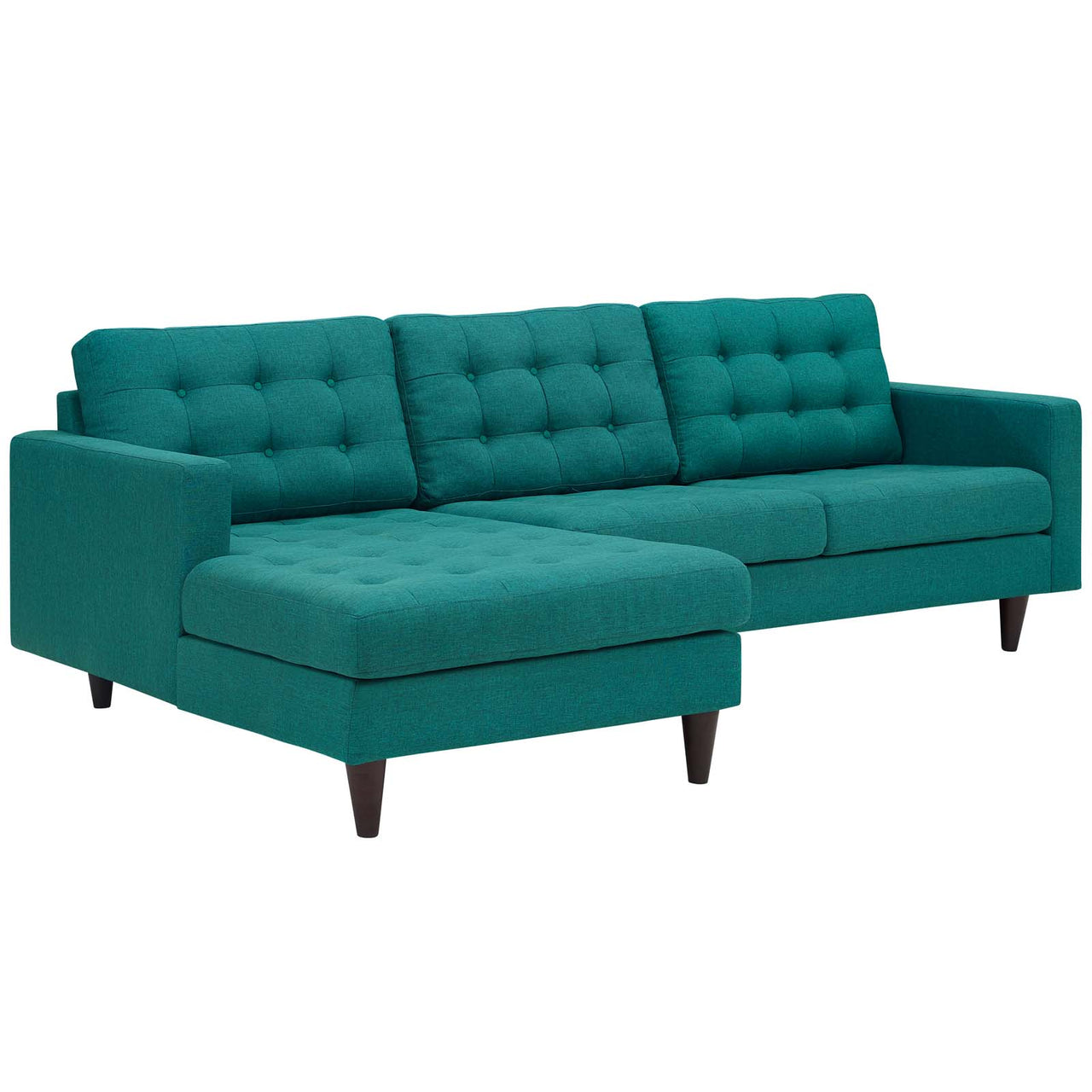 Empress Left-Facing Upholstered Fabric Sectional Sofa, Teal