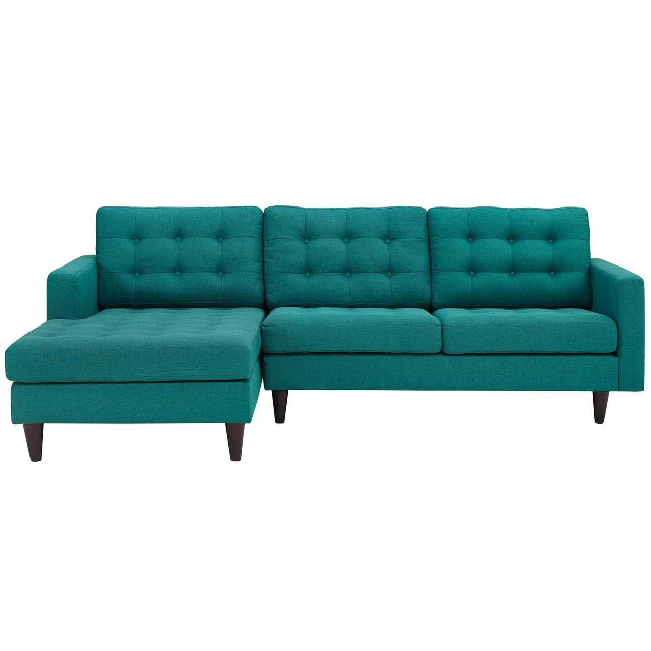 Empress Left-Facing Upholstered Fabric Sectional Sofa, Teal