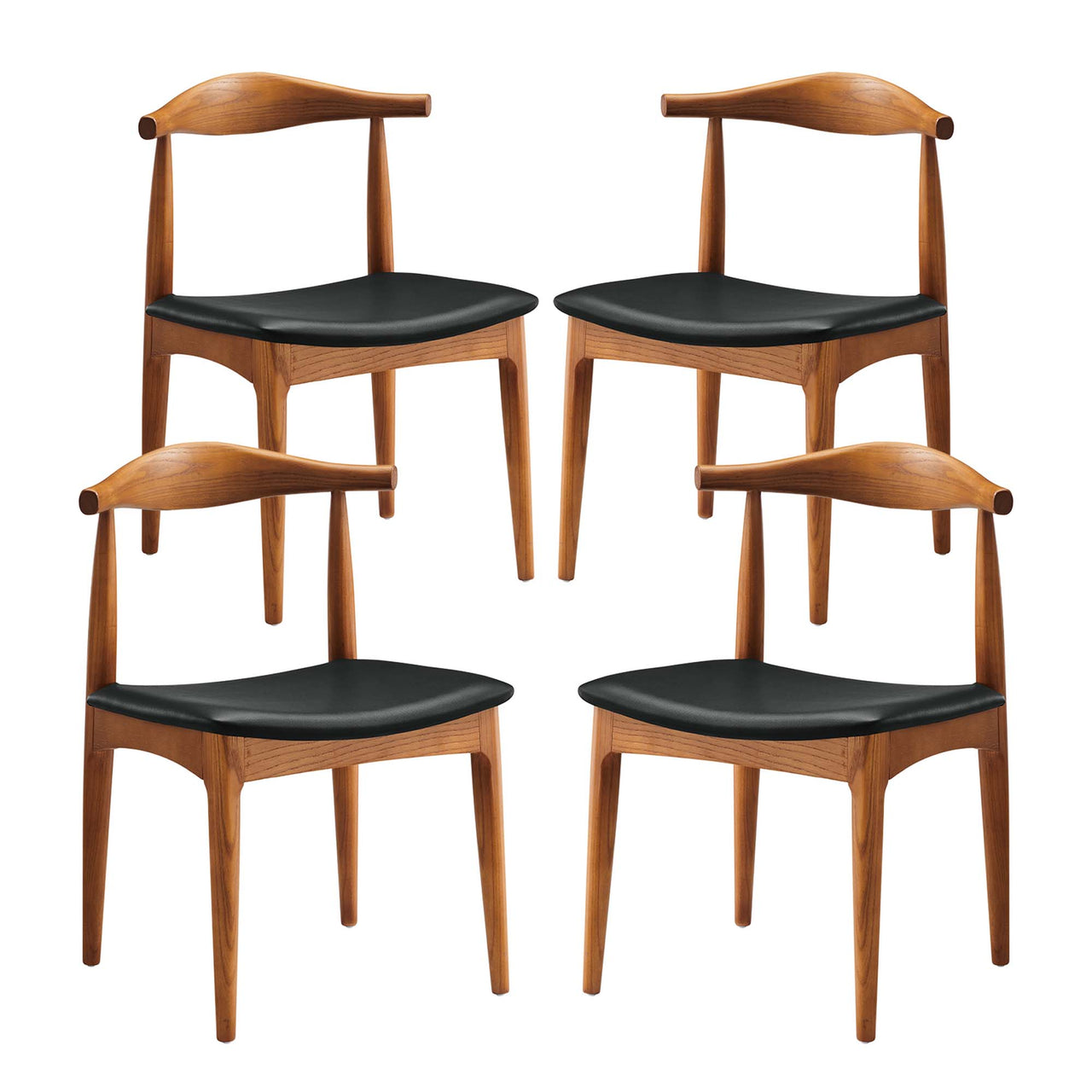 Eamesque Wood Dining Chair Set of 4, Black