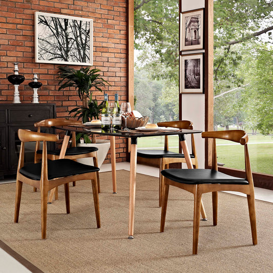 Eamesque Wood Dining Chair Set of 4, Black