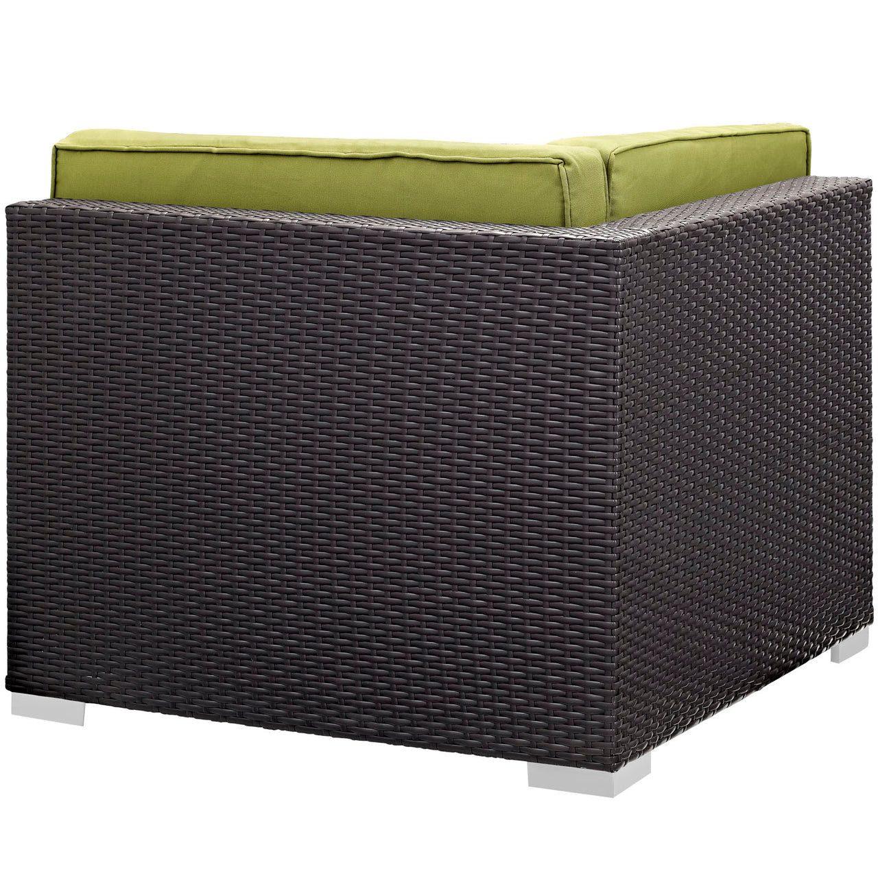 Gather Corner and Middle Outdoor Patio Chair Set | Outdoor Modular Sectional Components, Espresso & Peridot