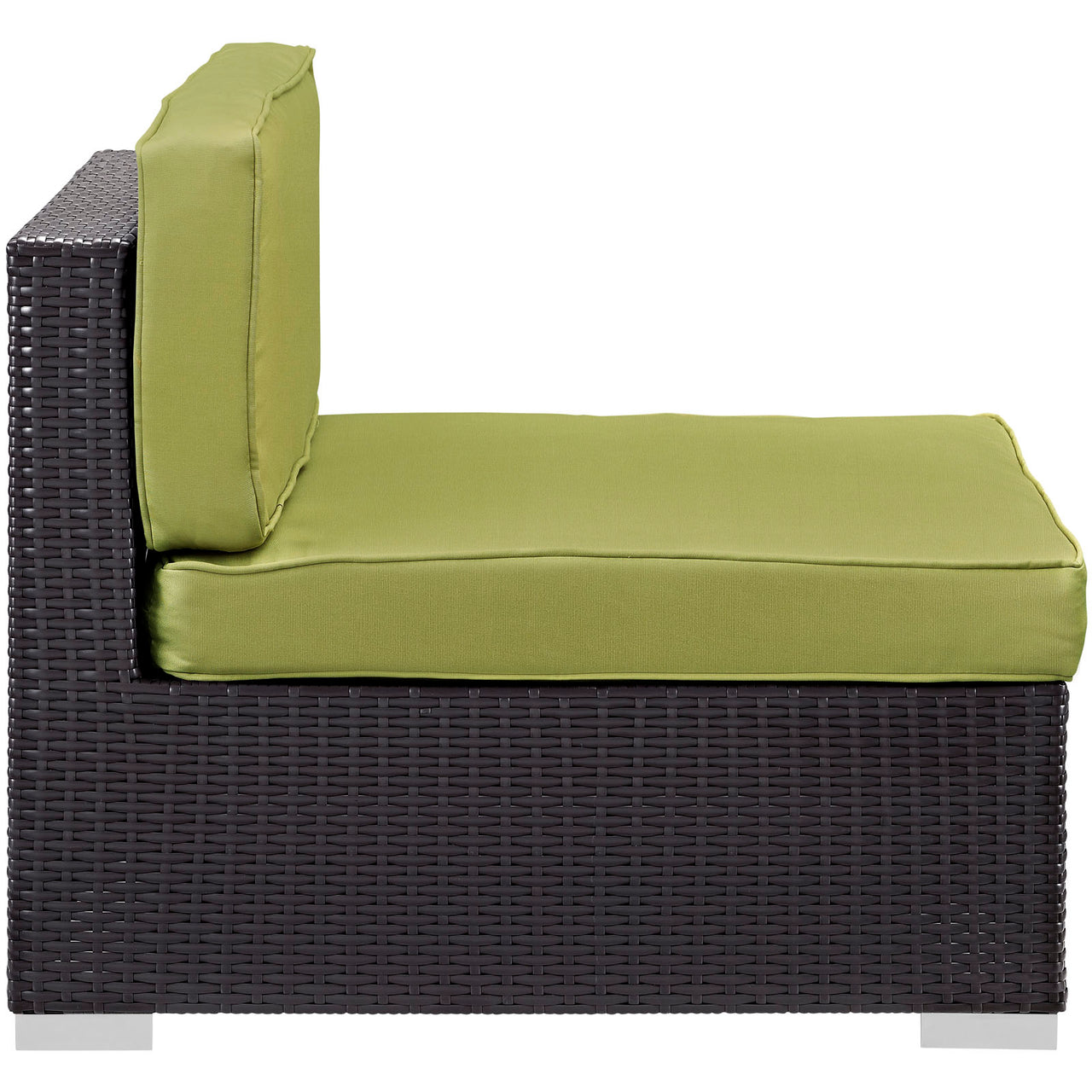 Gather Corner and Middle Outdoor Patio Chair Set | Outdoor Modular Sectional Components, Espresso & Peridot